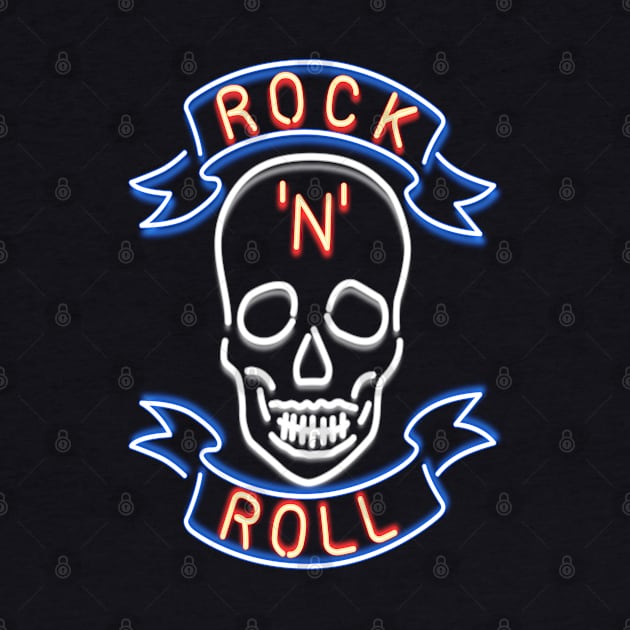 Rock and Roll Neon Skull by madeinchorley